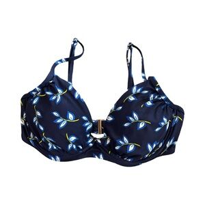Anne Cole Blue and White Bikini Top with Gold Details Size 38B/36C